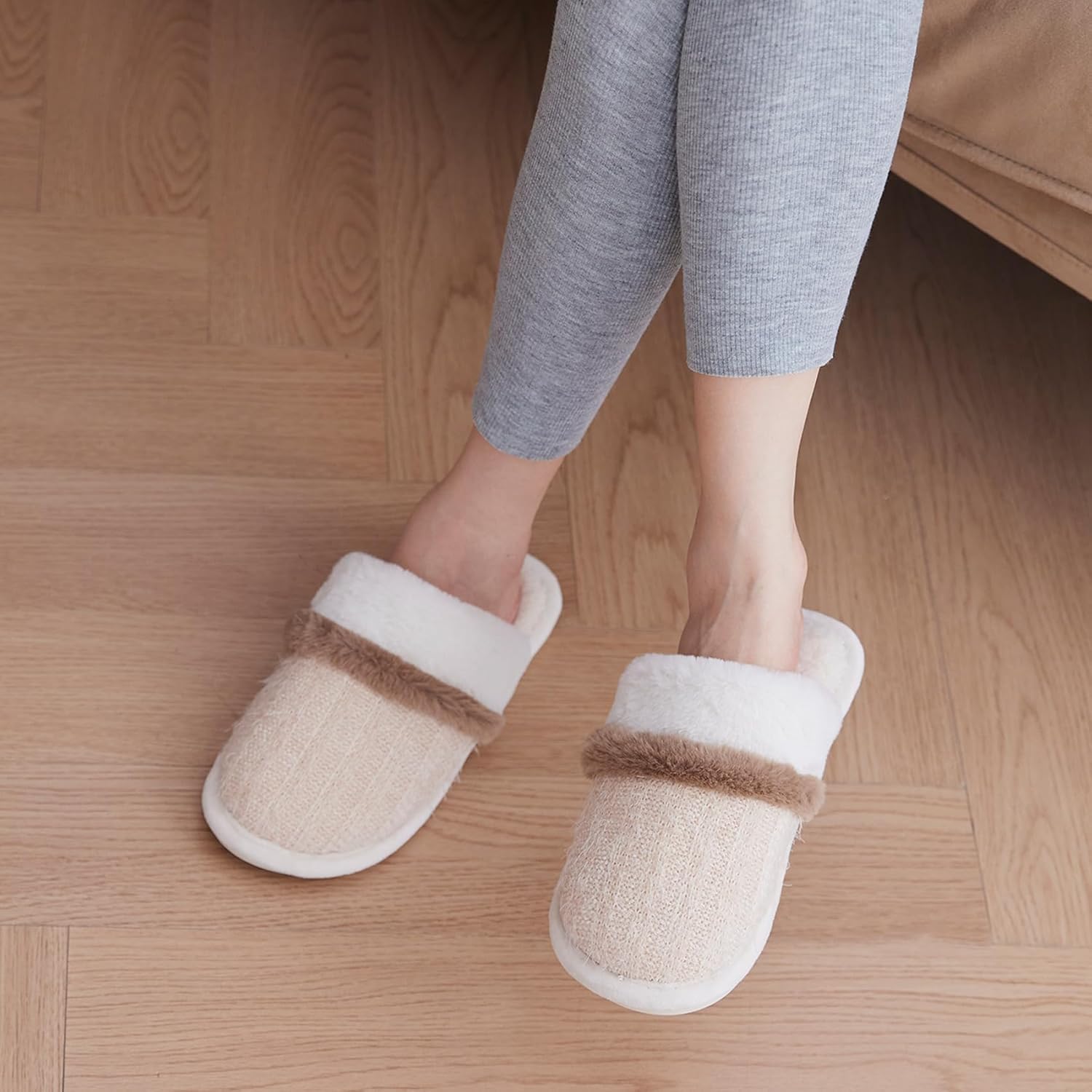 Cozy Slippers for Women Indoor and Outdoor Fuzzy House Shoes with Memory Foam Anti-Skid Sole Gifts for Women Mom Ladies - Image 2